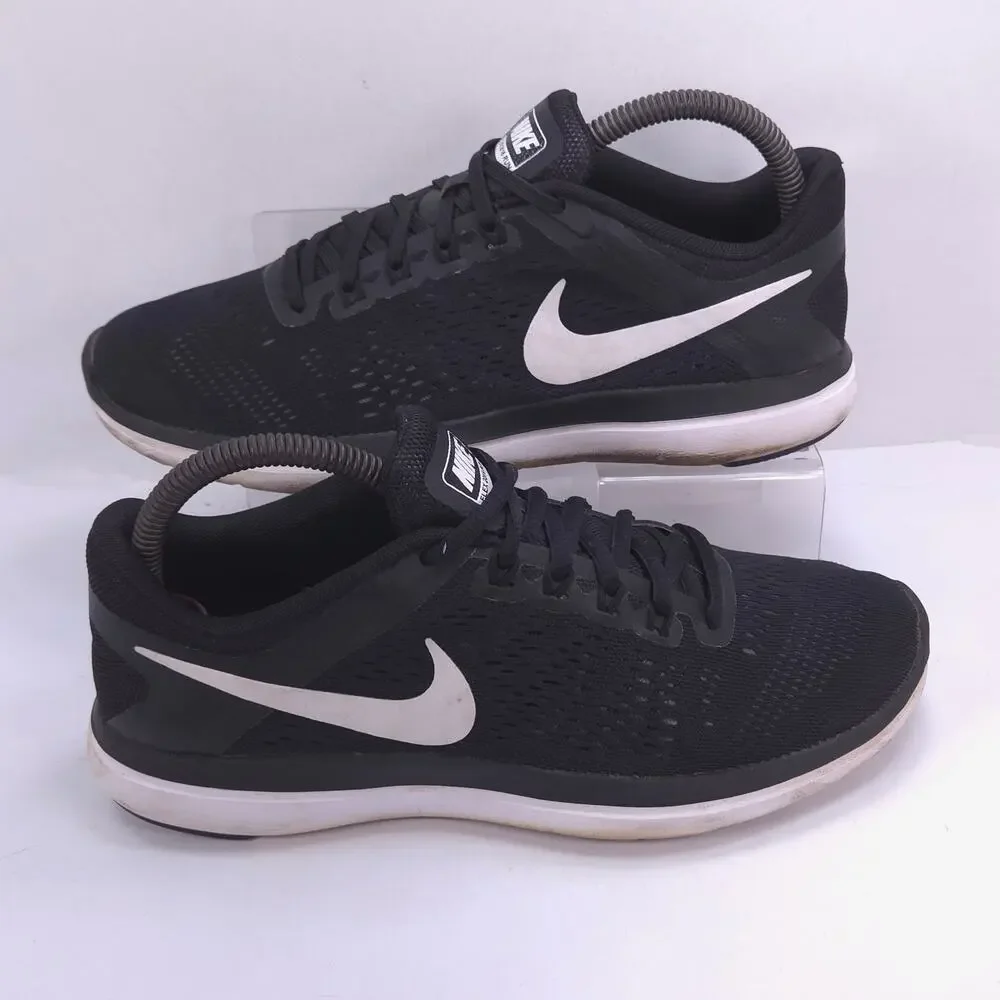 Nike Flex 2016 Run Athletic Running Shoe Womens Size 8 830751-001 Black White
